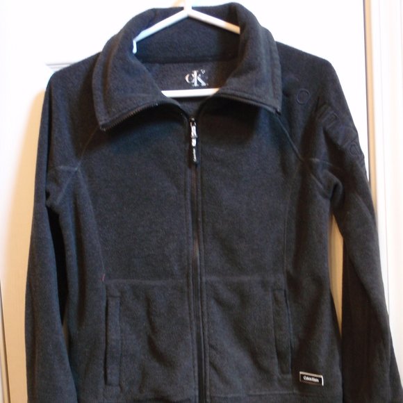 Calvin Klein Full Zip Fleece Jacket Dark Gray - Picture 1 of 10